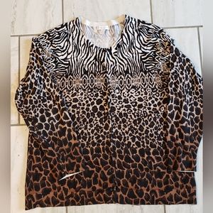 Charter Club Animal Print Ombre Button Front Cardigan, 2X